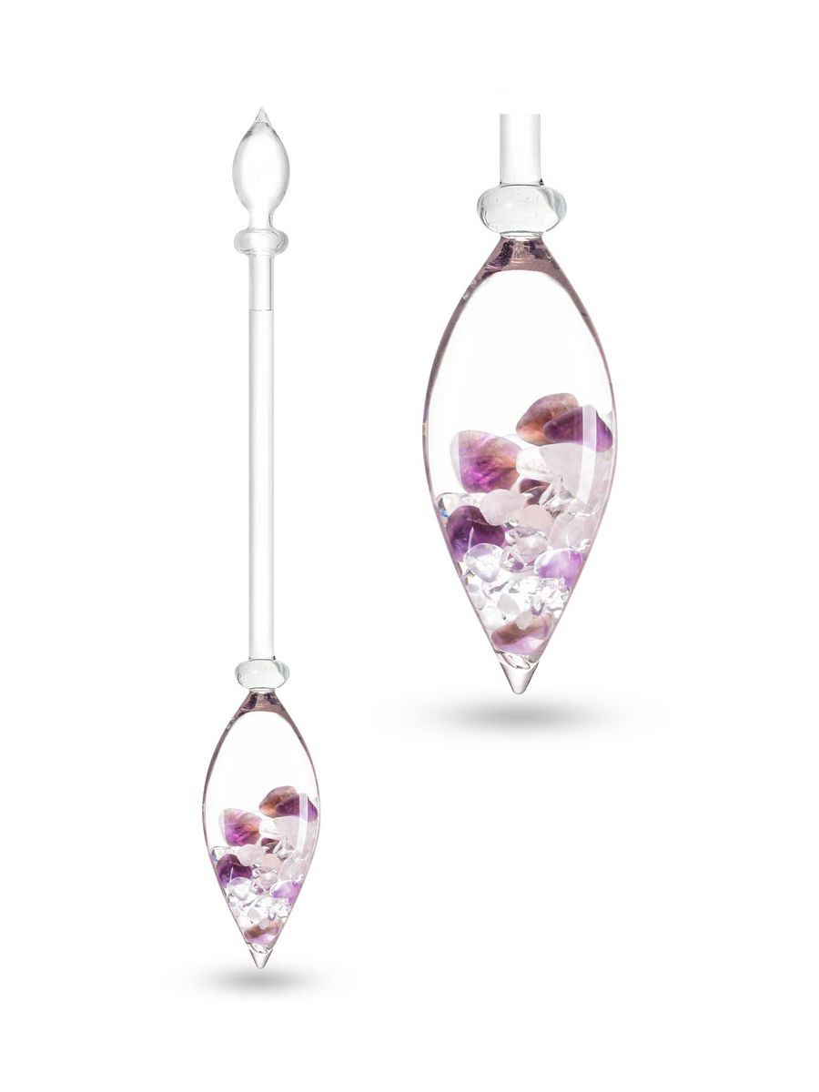 Edelsteinstab | WELLNESS - Ruhe, Herz & Klarheit (Amethyst – Rosenquarz – Bergkristall)