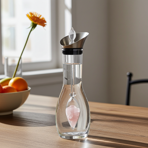 Karaffe era Set | SELBSTLIEBE (Rosenquarz – Bergkristall)